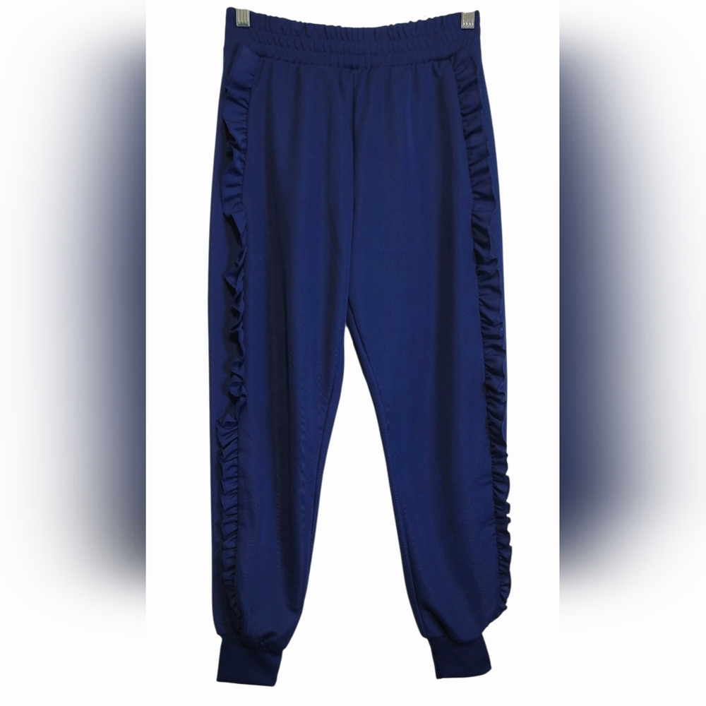 Topshop Royal Blue Ruffled Trim Jogger Pants